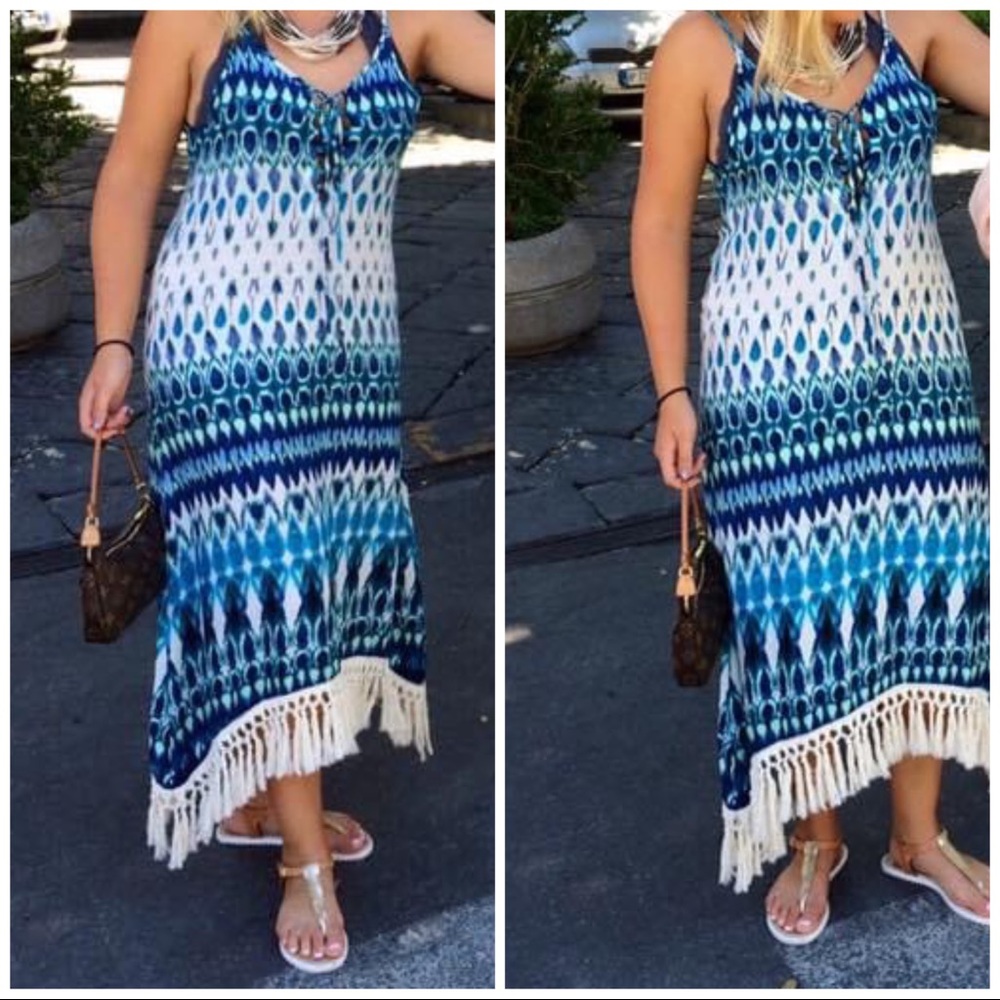 LF Patterned Sundress with Fringe